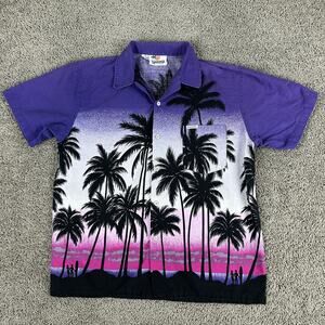Windswept Bahamas Shirt Mens XL Palm Tree Sunset Hawaiian Beach Casual Tropical